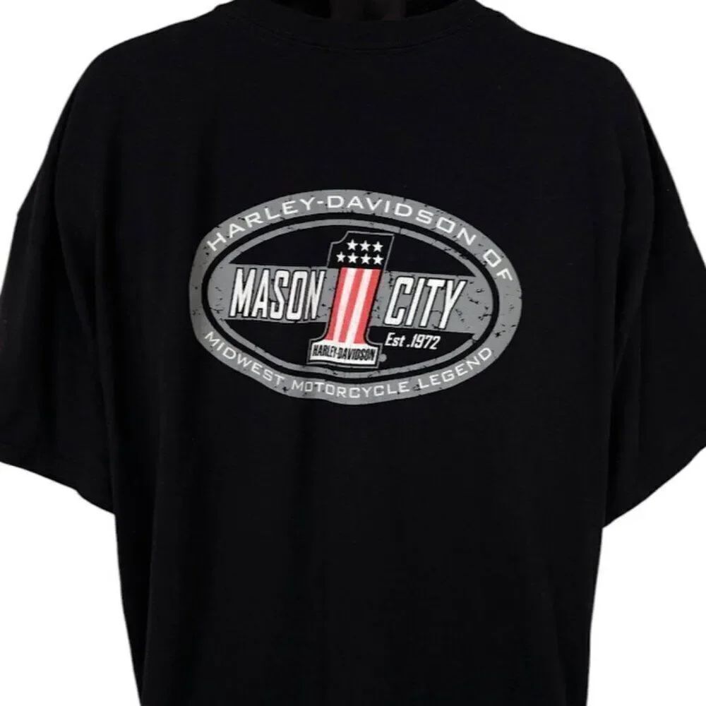 Harley Davidson T Shirt Mens Size 3XL Black Mason City Iowa Midwest Motorcycle